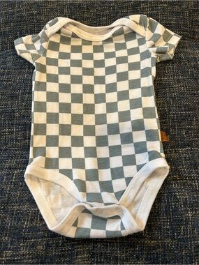Lila & Jack Checkerboard Onesie Green White